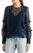 Thumbnail for your product : Self-Portrait Satin-trimmed Lace Top