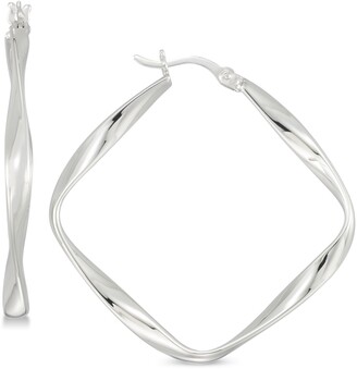 Simone I. Smith Twisted Square Hoop Earrings in Sterling Silver