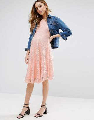 ASOS Maternity Tall Flutter Sleeve Lace Skater Dress