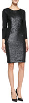 Thumbnail for your product : Haute Hippie 3/4-Sleeve Sequined-Front Sheath Dress
