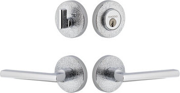 Viaggio Circolo Leather Texture Rosette Complete Entry Set with Milano Lever