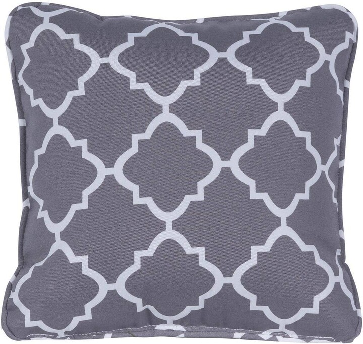 Hanover Lattice Grey Indoor or Outdoor Throw Pillow
