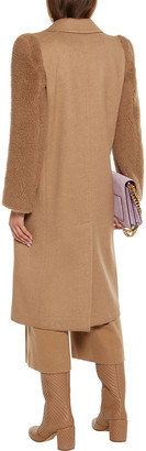 Fendi Faux Shearling-paneled Embroidered Camel Hair Coat