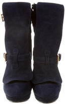 Thumbnail for your product : Alexander McQueen Suede Round-Toe Ankle Boots