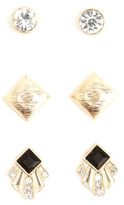 Thumbnail for your product : Charlotte Russe Rhinestone Art Deco Stud Earrings - 3 Pack