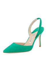 Thumbnail for your product : Manolo Blahnik Carolyne High-Heel Suede Halter Pump, Green