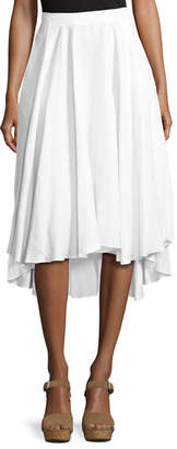 Miguelina Gale Mid-Ride Linen Midi Skirt, White