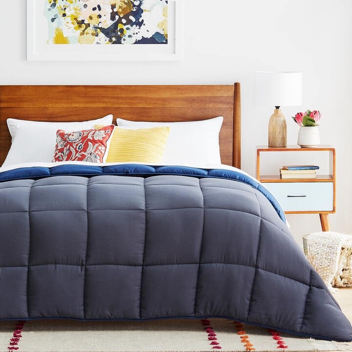 Linenspa Navy/Graphite Solid California King Comforter