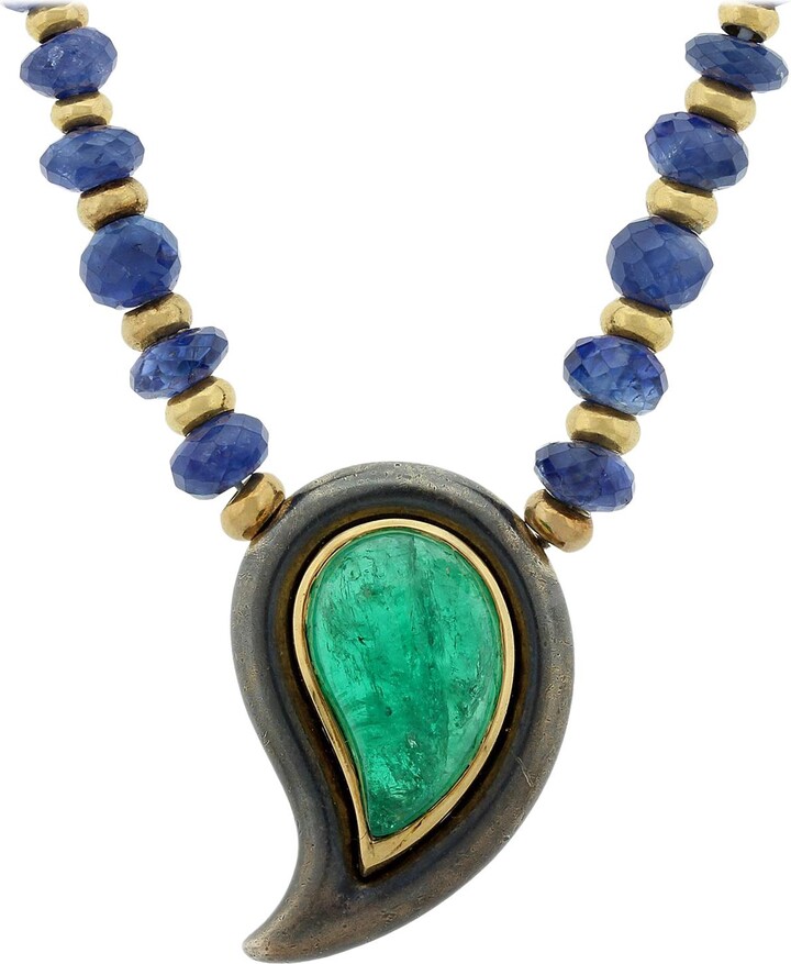 1stDibs Poiray French Emerald Sapphire Gold Necklace