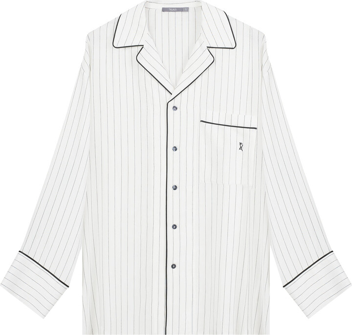 Inavati Black / White Pyjama Shirt With Black Stripes And Long Sleeves - Unisex
