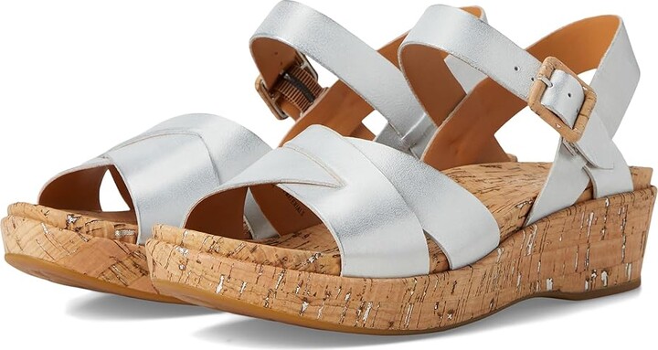 Kork-Ease Myrna 2.0 Women's Wedge Shoes Silver Argento : 10 M, Leather