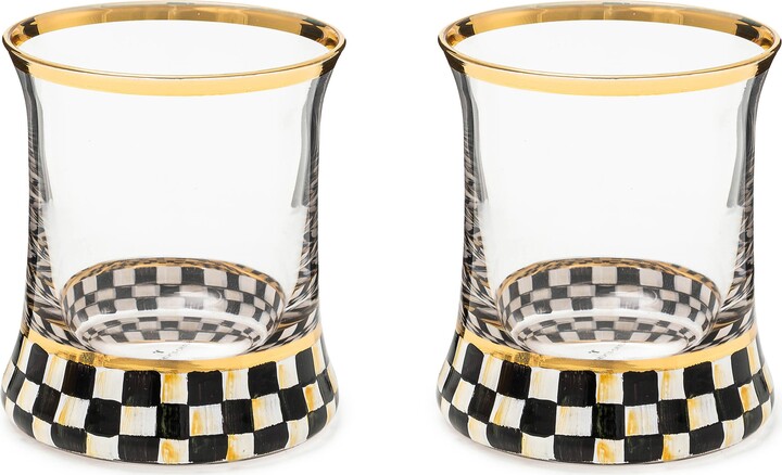 Mackenzie Childs Courtly Check Set of 2 Tumblers