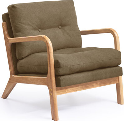 George Oliver Cloud Comfort Cushion with Wooden Armrest Accent Chair