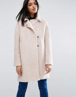 ASOS Oversized Cocoon Coat with Funnel Neck in wool Mix and Boucle Texture