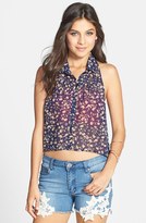 Thumbnail for your product : Love Squared Print Collar Cross Back Tank (Juniors) (Online Only)
