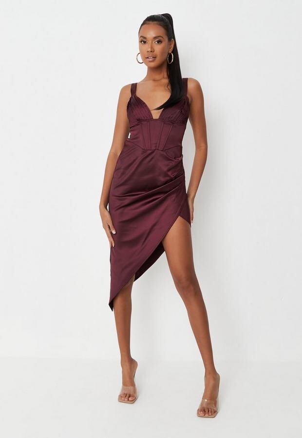 Burgundy Satin Dress | Shop the world's ...