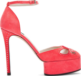 Thumbnail for your product : Marc Jacobs Bright Pink Suede Studded Ankle Strap Pumps