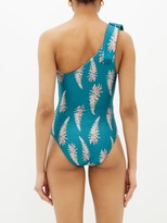 Thumbnail for your product : Adriana Degreas Asymmetric Aloe Vera-print Swimsuit - Blue Print