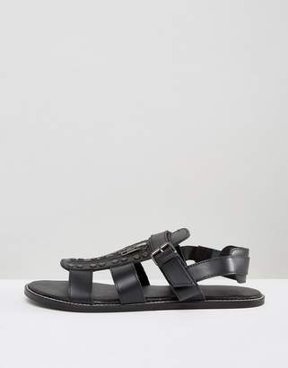 ASOS Sandals In Black Leather With Studs