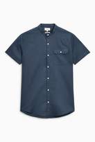 Thumbnail for your product : Next Mens Navy Short Sleeve Linen Blend Grandad Shirt
