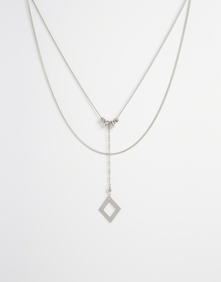 ASOS Fine Chain Choker & Open Diamond Necklace - Silver