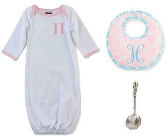 Mud Pie Pink Initial Sleep Gown with Bib & Spoon