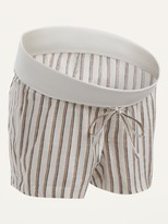 Thumbnail for your product : Old Navy Maternity Rollover-Waist Striped Linen-Blend Shorts -- 4-inch inseam