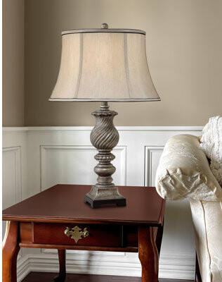 Medallion Lighting Mulinello 30 in. Aged Silver with Black Table Lamp