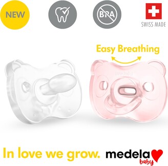 Medela Set Of 2 Baby Soft Silicone Pacifier, Clear/Pink 0-6 M 0 - 6 Months