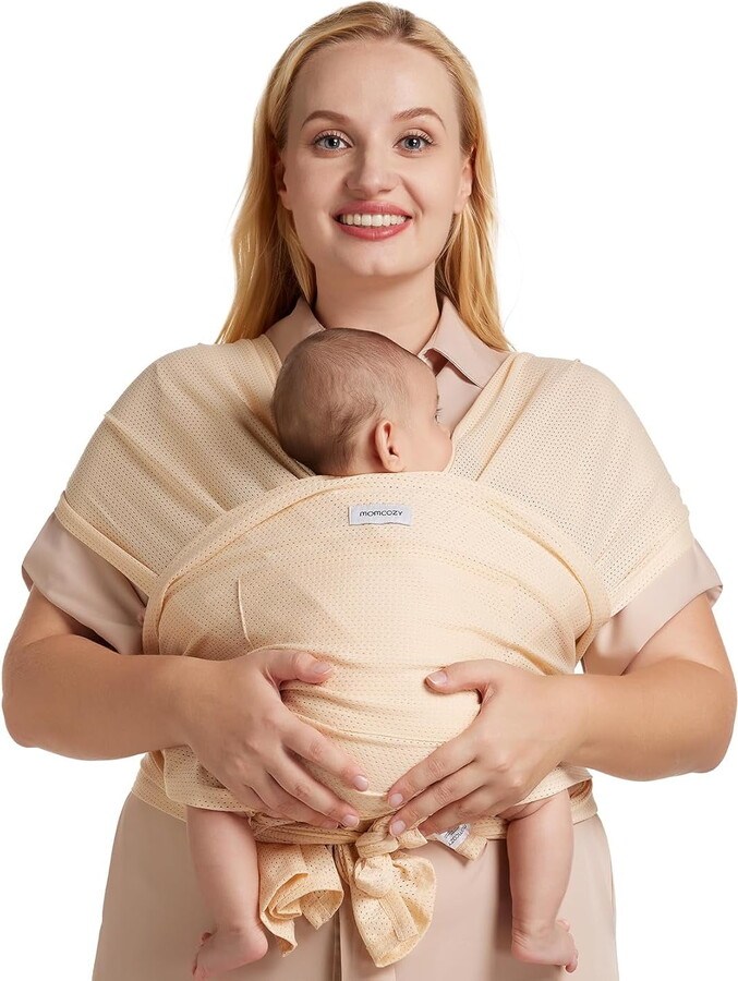 Momcozy Functional Mesh Baby Wrap Carrier for Newborn and Toddler, Skin Tone, Cooling, Breathable, Adjustable