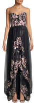 Thumbnail for your product : David Meister Floral Bustier Strapless High-Low Gown