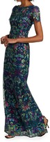 Thumbnail for your product : Marchesa Notte Peacock Embroidered Tulle Dress