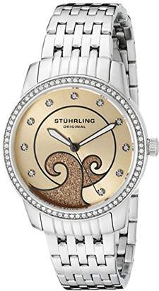Stuhrling Original Women's Quartz Watch with Rose Gold Dial Analogue Display and Silver Stainless Steel Bracelet 569.03