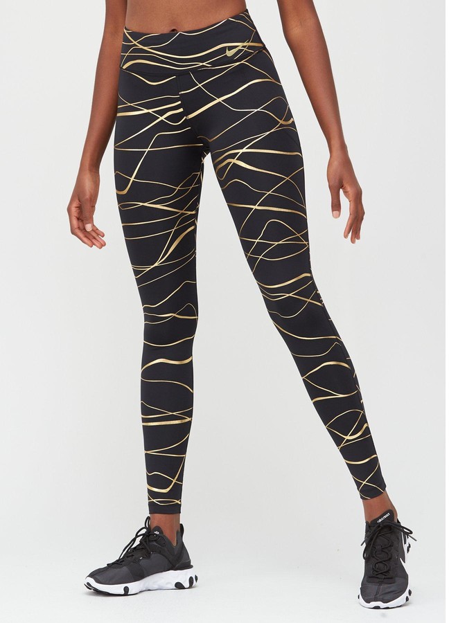 nike leggings black and gold