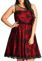 Thumbnail for your product : City Chic Ruby Floral Dot Mesh Dress