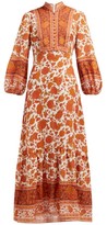 Thumbnail for your product : Zimmermann Amari Floral-print Linen Maxi Dress - Orange