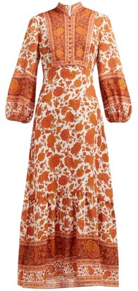 Zimmermann Amari Floral-print Linen Maxi Dress - Orange