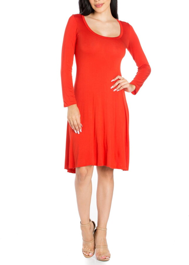 24/7 Comfort Apparel Women’s Classic Long Sleeve Flared Mini Dress