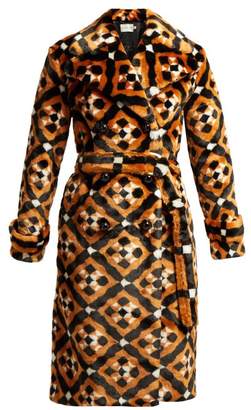 Mary Katrantzou Stokes Geometric Faux Fur Coat - Womens - Brown Multi