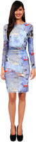 Thumbnail for your product : Kay Unger New York Printed Mesh Dress in Blue Multi