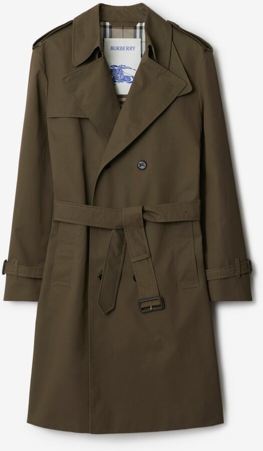 Burberry Long Cotton Nylon Trench Coat Size: 36