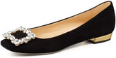 Thumbnail for your product : Kate Spade Norella Crystal-Buckle Suede Flat