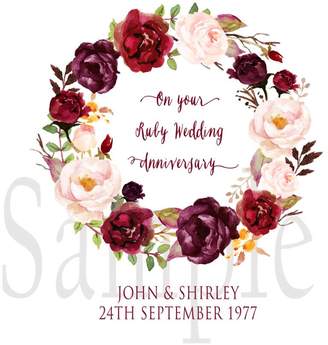 Hopsack & Olive Ruby Wedding Anniversary Canvas Print
