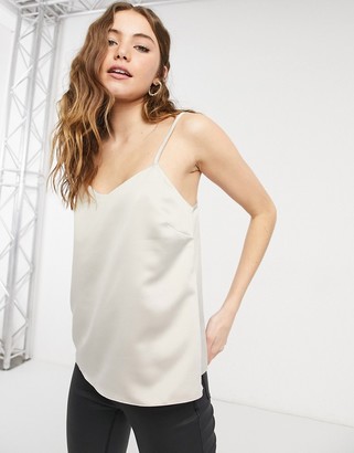 Style Cheat woven cami top in taupe