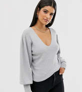 Thumbnail for your product : ASOS Tall DESIGN Tall v neck jumper with blouson sleeve