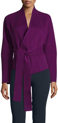 Donna Karan Long-Sleeve Cashmere Wrap Top, Cyclamen