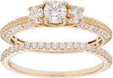 Thumbnail for your product : The Regal Collection 14k Gold 1 Carat T.W. IGL Certified Diamond 3-Stone Engagement Ring Set