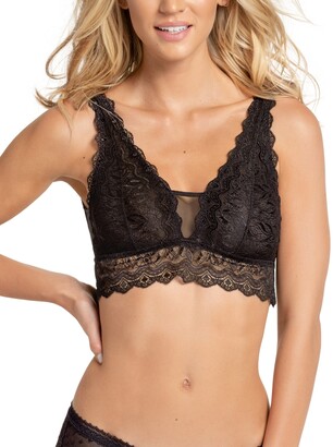 Leonisa Triangle Lace Bralette With Buttonhole Cutout - Black M