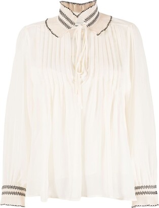 Sandro Jacinthe front tie-fastening blouse
