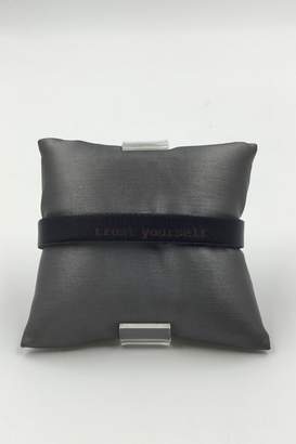 Private Label Sapphire Sky Black-Leather Mindfulness "Trust Yourself" Bracelet